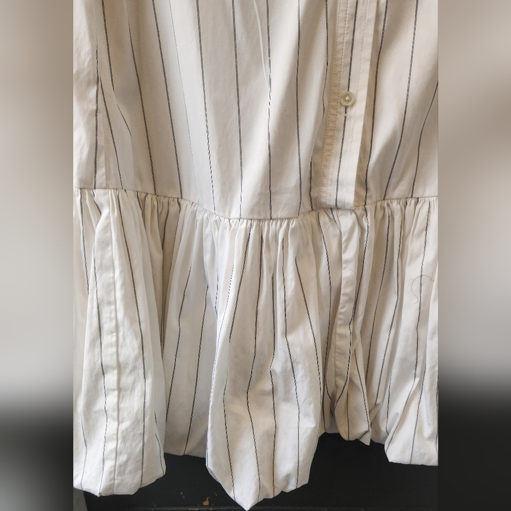 Madewell Pinstripe Bubble Hem Mini Shirtdress - Picture 2 of 11